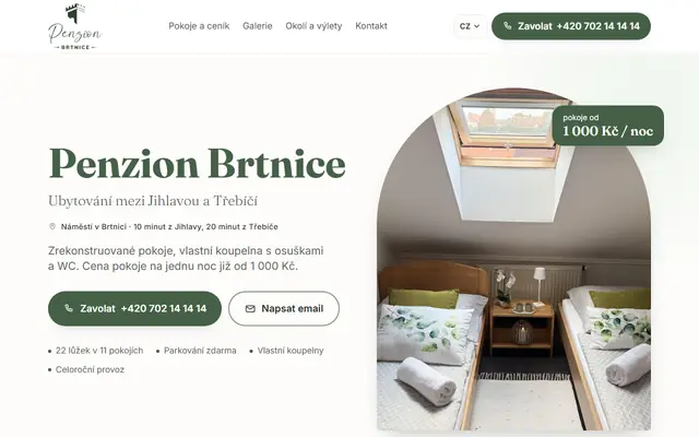 Úvodní stránka webu penzionbrtnice.cz